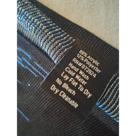 Misook Open Front Blue and Black Fringe Poncho Wrap Shawl Cardigan One Size - Picture 8 of 10